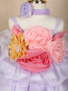 Lilac Floral Embellished Satin Organza Party Frock With Oversized Rosette Design