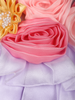 Lilac Floral Embellished Satin Organza Party Frock With Oversized Rosette Design