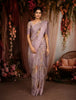 Lilac Purple Floral Printed Kota Cotton Saree with Woven Border