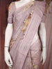 Lilac Purple Floral Printed Kota Cotton Saree with Woven Border