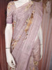 Lilac Purple Floral Printed Kota Cotton Saree with Woven Border