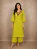 Lime Chartreuse Green Floral Thread Embroidered Design Cotton Salwar