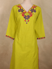 Lime Chartreuse Green Floral Thread Embroidered Design Cotton Salwar
