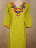 Lime Chartreuse Green Floral Thread Embroidered Design Cotton Salwar