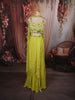 Lime Green Abstract Sequins and Beads Embroidered Design Chiffon Party Wear Lehenga with Matching Choker Dupatta