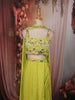 Lime Green Abstract Sequins and Beads Embroidered Design Chiffon Party Wear Lehenga with Matching Choker Dupatta