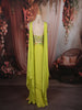 Lime Green Abstract Sequins and Beads Embroidered Design Chiffon Party Wear Lehenga with Matching Choker Dupatta