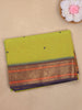 Lime Green Butta Woven Design Cotton Saree with Contrast Zari Border