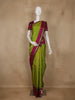 Lime Green Checked Woven Pure Kanchipuram Silk Saree
