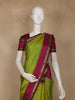 Lime Green Checked Woven Pure Kanchipuram Silk Saree