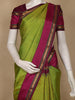 Lime Green Checked Woven Pure Kanchipuram Silk Saree