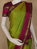 Lime Green Checked Woven Pure Kanchipuram Silk Saree