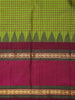Lime Green Checked Woven Pure Kanchipuram Silk Saree