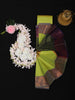 Lime Green Floral Butta Design Soft Silk Saree with Contrast Purple Zari Border