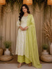 Lime Green Floral Embroidered Design Cotton Anarkali Salwar Suit