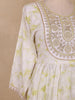 Lime Green Floral Embroidered Design Cotton Anarkali Salwar Suit