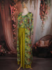 Lime Green Floral Printed Design Chiffon Palazzo Suit with Long Over Coat