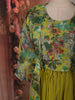Lime Green Floral Printed Design Chiffon Palazzo Suit with Long Over Coat