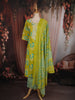 Lime Green Floral Printed Design Cotton Straight Cut Salwar Suit with Dupatta