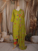 Lime Green Floral Printed Design Cotton Straight Cut Salwar Suit with Dupatta