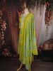Lime Green Floral Printed Design Cotton Straight Cut Salwar Suit with Dupatta