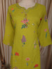 Lime Green Floral Printed Design Cotton Straight Cut Salwar Suit with Dupatta