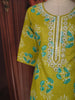Lime Green Floral Printed Design Cotton Straight Cut Salwar Suit with Dupatta