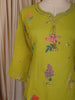 Lime Green Floral Printed Design Cotton Straight Cut Salwar Suit with Dupatta