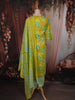 Lime Green Floral Printed Design Cotton Straight Cut Salwar Suit with Dupatta