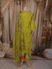 Lime Green Floral Printed Design Cotton Straight Cut Salwar Suit with Dupatta