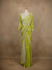Lime Green Floral Sequins Embroidery Georgette Ready To Wear Saree with Designer Blouse