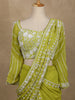 Lime Green Floral Sequins Embroidery Georgette Ready To Wear Saree with Designer Blouse
