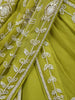 Lime Green Floral Sequins Embroidery Georgette Ready To Wear Saree with Designer Blouse
