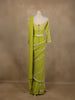 Lime Green Floral Sequins Embroidery Georgette Ready To Wear Saree with Designer Blouse