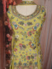 Lime Green Floral Sequins and Beads Embroidered Design Satin Palazzo Suit with Choker Dupatta