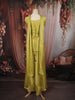 Lime Green Floral Sequins and Beads Embroidered Design Satin Palazzo Suit with Choker Dupatta