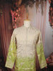 Lime Green Floral Vine Zari Embroidered Design Tissue Silk Men's Kurta Pyjama