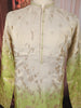 Lime Green Floral Vine Zari Embroidered Design Tissue Silk Men's Kurta Pyjama