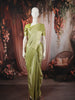 Lime Green Floral Vine Zari Woven Design Pure Kanchipuram Silk Saree with Zari Border