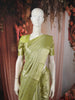 Lime Green Floral Vine Zari Woven Design Pure Kanchipuram Silk Saree with Zari Border