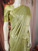 Lime Green Floral Vine Zari Woven Design Pure Kanchipuram Silk Saree with Zari Border