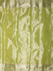 Lime Green Floral Vine Zari Woven Design Pure Kanchipuram Silk Saree with Zari Border