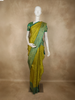 Lime Green Floral Woven Design Kanchipuram Silk Saree with Contrast Border