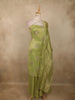 Lime Green Floral Zardozi and Beads Embroidered Design Tissue Palazzo Suit