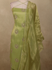 Lime Green Floral Zardozi and Beads Embroidered Design Tissue Palazzo Suit