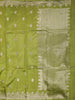 Lime Green Floral Zari Woven Design Semi Silk Festive Saree with Floral Border