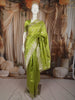 Lime Green Floral Zari Woven Design Semi Silk Festive Saree with Floral Border