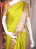 Light Green Pure Kanchipuram Bridal Silk Saree with Geometric Design on the Body with Zari Border