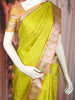 Light Green Pure Kanchipuram Bridal Silk Saree with Geometric Design on the Body with Zari Border