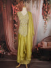 Lime Green Heavy Beads Embroidered Design Georgette Part Wear Palazzo Suit with Dupatta